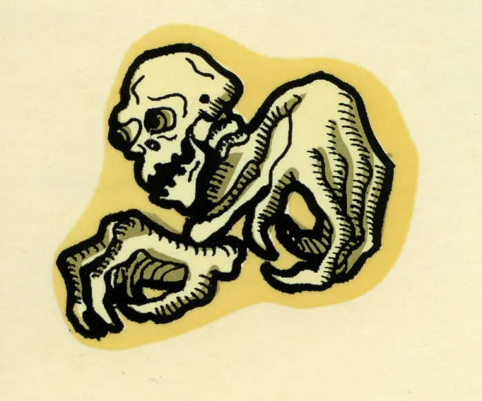 Framed Print : Skeleton. USA - 1957: A decal of a spooky skeleton from 1957 in USA Framed Print : Skeleton. USA - 1957: A decal of a spooky skeleton from 1957 in USA