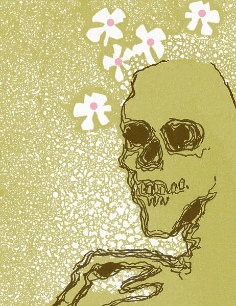 Skeleton and Flowers