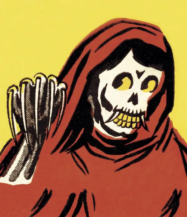 Framed Print : Skeleton Wearing a Red Hooded Cape Framed Print : Skeleton Wearing a Red Hooded Cape