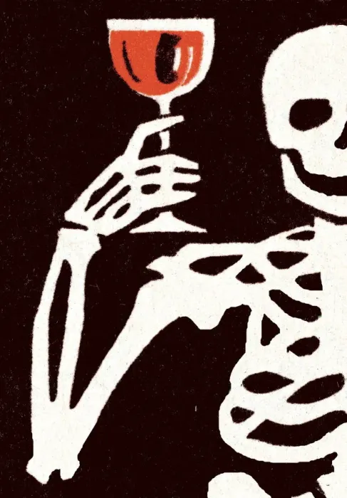 Framed Print : Skeleton with wine Framed Print : Skeleton with wine