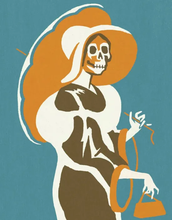 Framed Print : Skeleton Woman With Umbrella Framed Print : Skeleton Woman With Umbrella