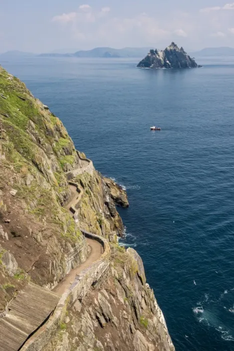 Framed Print : Skellig Michael (Great Skellig), Skellig islands, County Kerry, Munster province, Ireland, Europe. The trail on the cliff with the little Skellig on the background Framed Print : Skellig Michael (Great Skellig), Skellig islands, County Kerry, Munster province, Ireland, Europe. The trail on the cliff with the little Skellig on the background