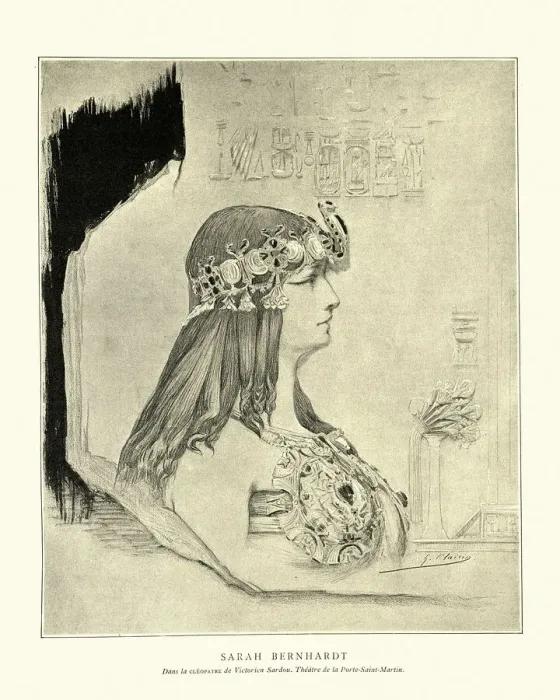 Framed Print : Sketch of the actress Sarah Bernhardt as Cleopatra Framed Print : Sketch of the actress Sarah Bernhardt as Cleopatra