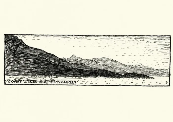 Framed Print : Sketch of the Coast line of the Argolic Gulf, Greece Framed Print : Sketch of the Coast line of the Argolic Gulf, Greece