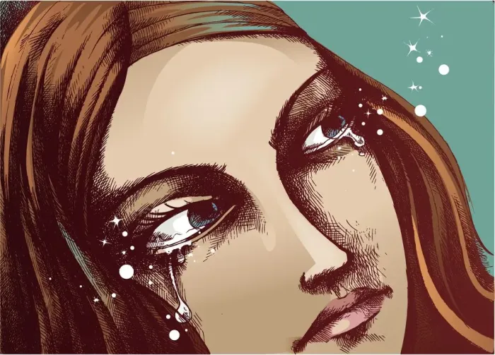 Framed Print : Tears. Sketch and colors are on different layers Framed Print : Tears. Sketch and colors are on different layers