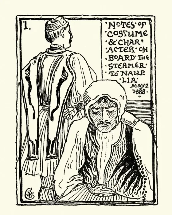 Framed Print : Sketch of Greek men, 19th Century, Walter Crane