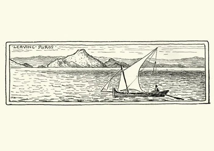 Framed Print : Sketch of Lateen Sail boat, Poros, Greece, 19th Century Framed Print : Sketch of Lateen Sail boat, Poros, Greece, 19th Century