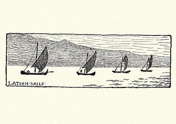 Sketch of Lateen Sail boats, Greece, 19th Century, Walter Crane