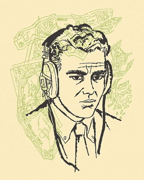 Sketch of a Man with Earphones