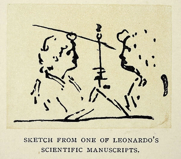 Sketch of two men from Leonardo Di Vinci's note book, renaissance art