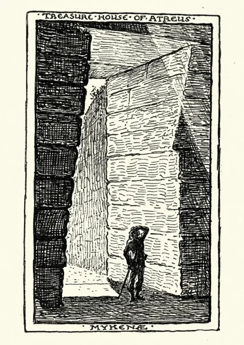 Framed Print : Sketch of the Treasury of Atreus, Mycenae, Greece Framed Print : Sketch of the Treasury of Atreus, Mycenae, Greece