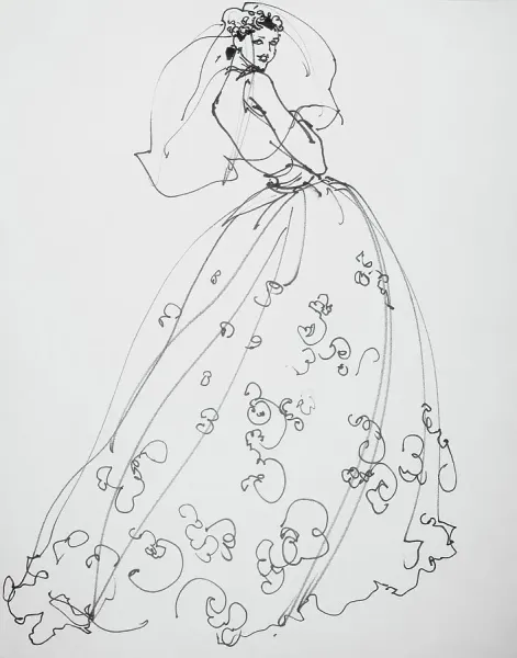 Fine Art Storehouse Print: Sketch of Wedding Dress, 1978. Art Prints,  Posters & Puzzles from Fine Art Storehouse