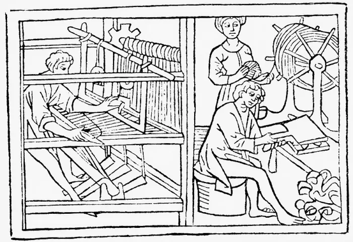 Framed Print : Sketches Showing Early Weaving Process Framed Print : Sketches Showing Early Weaving Process