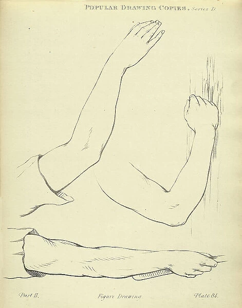 Sketching and drawing the human arm and hand, Victorian art figure drawing copies 19th Century
