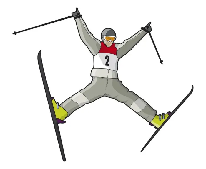 Framed Print : Ski jumper in mid-air, arms and legs spread wide Framed Print : Ski jumper in mid-air, arms and legs spread wide