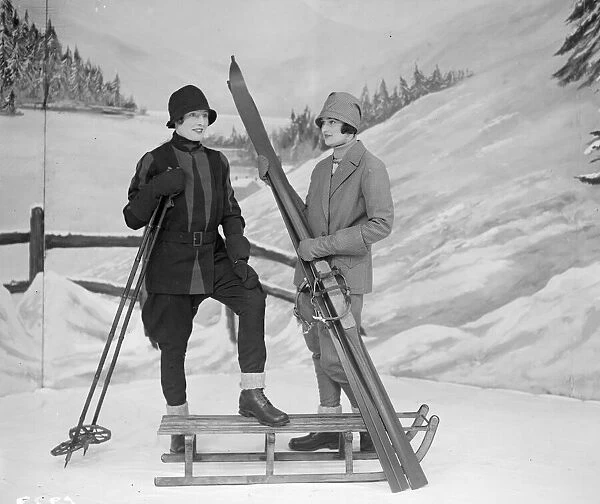 Ski Wear. November 1927: Skiing clothes being modelled at Burberrys