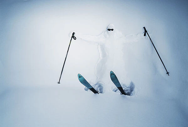 Skier Covered in Snow