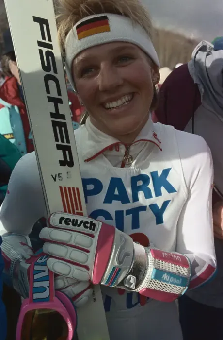 Framed Print : Skier Micahela Gerg after Winning Feat Framed Print : Skier Micahela Gerg after Winning Feat