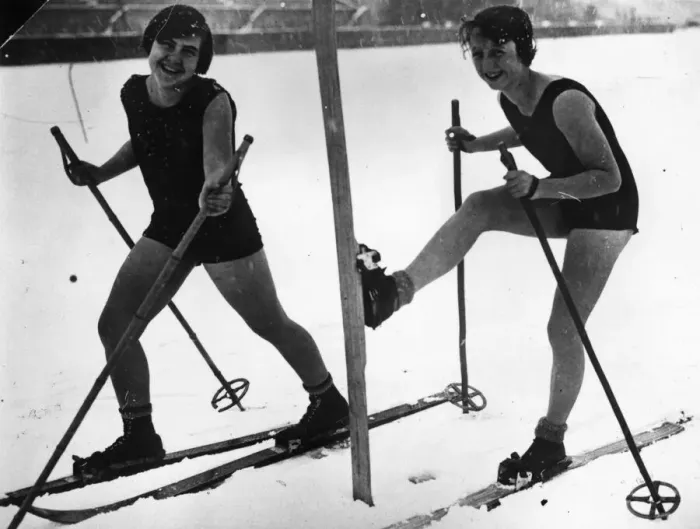 Framed Print : Skiing Swimmers