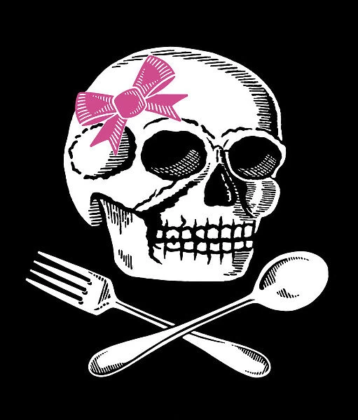 Skull with Bow; Fork and Spoon