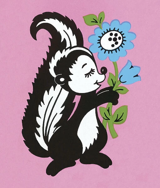 Skunk Holding Flowers