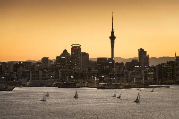 Framed Print : Skyline of Auckland with the Sky Tower at dusk, Auckland, North Island, New Zealand Framed Print : Skyline of Auckland with the Sky Tower at dusk, Auckland, North Island, New Zealand