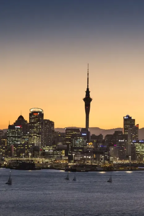 Framed Print : Skyline of Auckland with the Sky Tower at dusk, Auckland, North Island, New Zealand Framed Print : Skyline of Auckland with the Sky Tower at dusk, Auckland, North Island, New Zealand