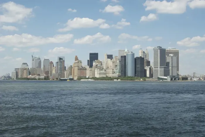 Framed Print : Skyline seen from the water, New York, USA Framed Print : Skyline seen from the water, New York, USA