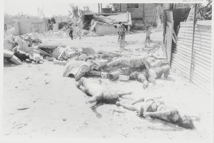Framed Print : Slain Bodies at Lebanese Refugee Camp 1982 Framed Print : Slain Bodies at Lebanese Refugee Camp 1982