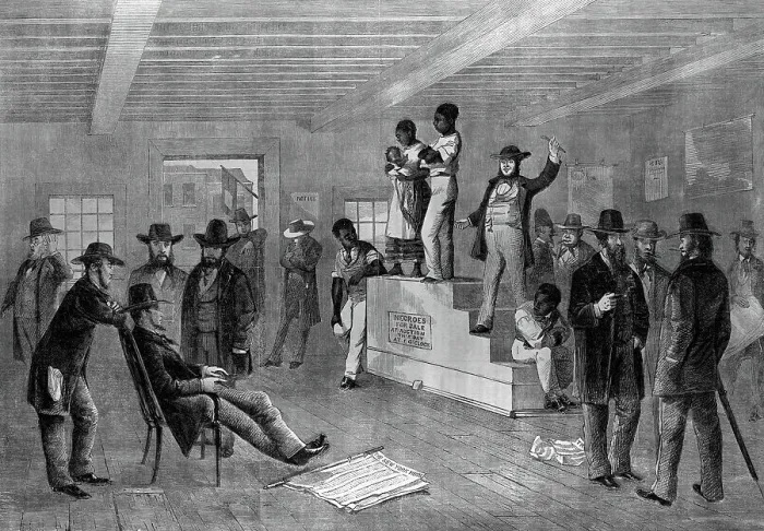 Framed Print : A Slave Auction in Virginia Illustration