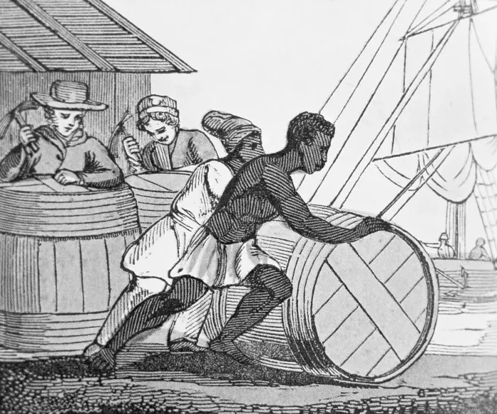 Framed Print : Slave Rolling Barrel Aboard Ship Framed Print : Slave Rolling Barrel Aboard Ship