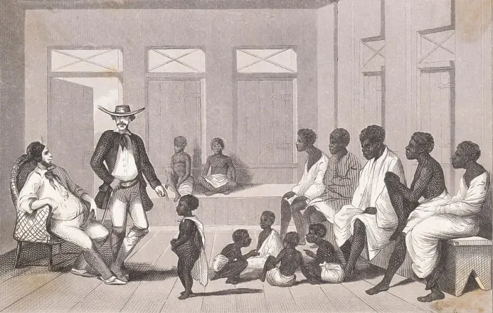 Framed Print : Slave Trader Displaying Slaves Framed Print : Slave Trader Displaying Slaves