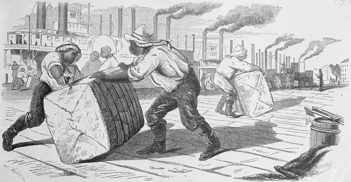 Framed Print : Slaves Unloading Cotton
