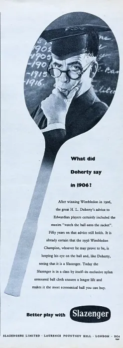 Framed Print : Slazenger. 1956: Advertisement for the Slazenger tennis racket referencing Framed Print : Slazenger. 1956: Advertisement for the Slazenger tennis racket referencing