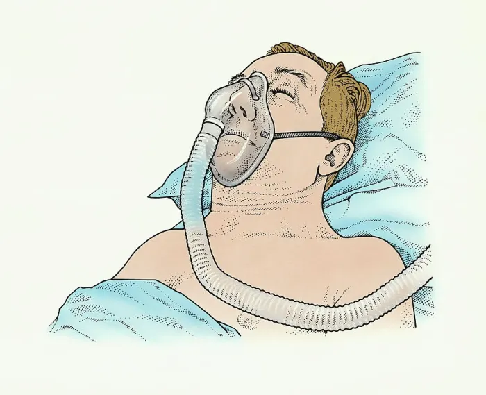 Framed Print : A sleep apnea patient with mask Framed Print : A sleep apnea patient with mask