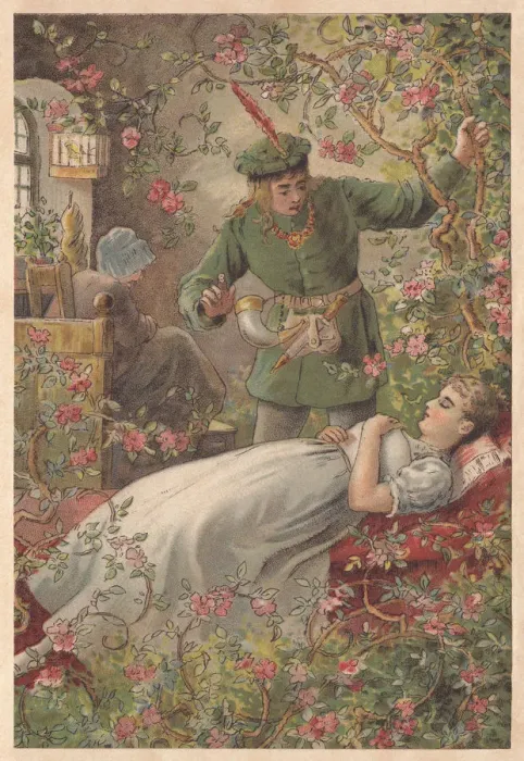 Framed Print : Sleeping Beauty, lithograph, published in 1891 Framed Print : Sleeping Beauty, lithograph, published in 1891