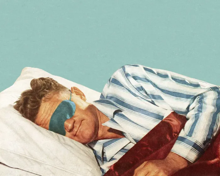 Framed Print : Sleeping Man Wearing Eye Mask