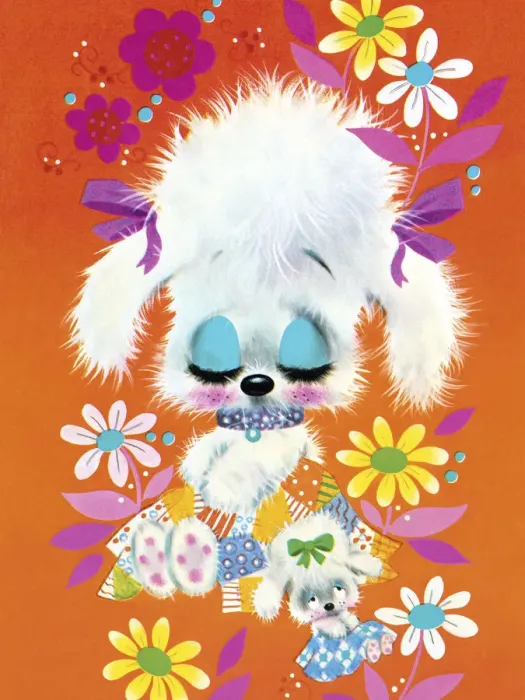 Framed Print : Two Sleepy Puppies in Flowers Framed Print : Two Sleepy Puppies in Flowers