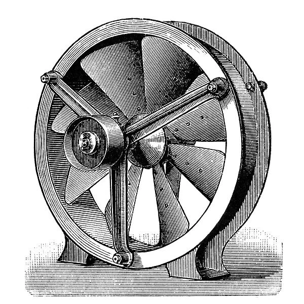 Slice fan. Antique illustration of industrial fan