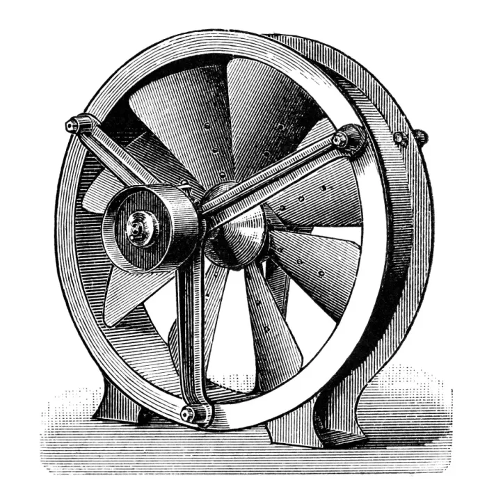 Framed Print : Slice fan. Antique illustration of industrial fan Framed Print : Slice fan. Antique illustration of industrial fan