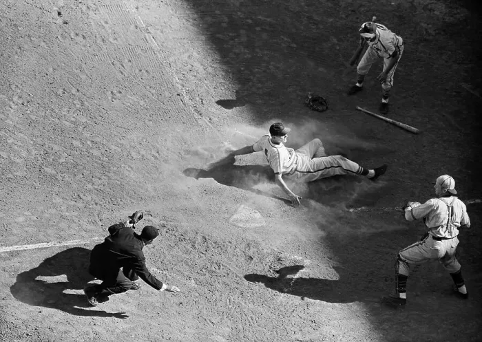Framed Print : Sliding Into Home in 1944 World Series Framed Print : Sliding Into Home in 1944 World Series