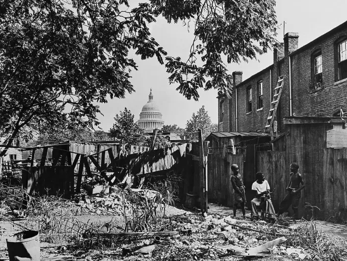 Framed Print : Slum Area with Capitol Building Dome in Background