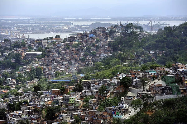 Slums, favelas, on mountain slopes, Rio de Janeiro, Brazil