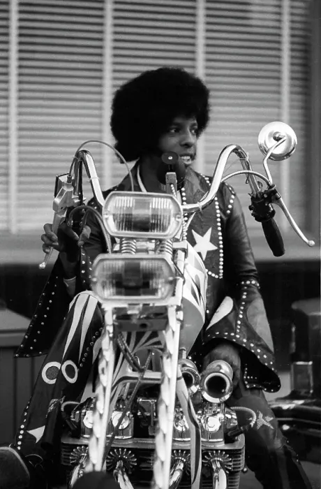 Framed Print : Sly Stone On A Motorcycle Framed Print : Sly Stone On A Motorcycle