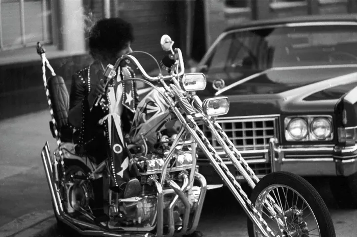 Framed Print : Sly Stone On A Motorcycle Framed Print : Sly Stone On A Motorcycle