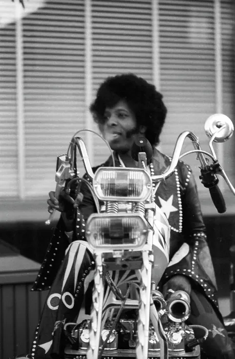 Framed Print : Sly Stone On A Motorcycle Framed Print : Sly Stone On A Motorcycle