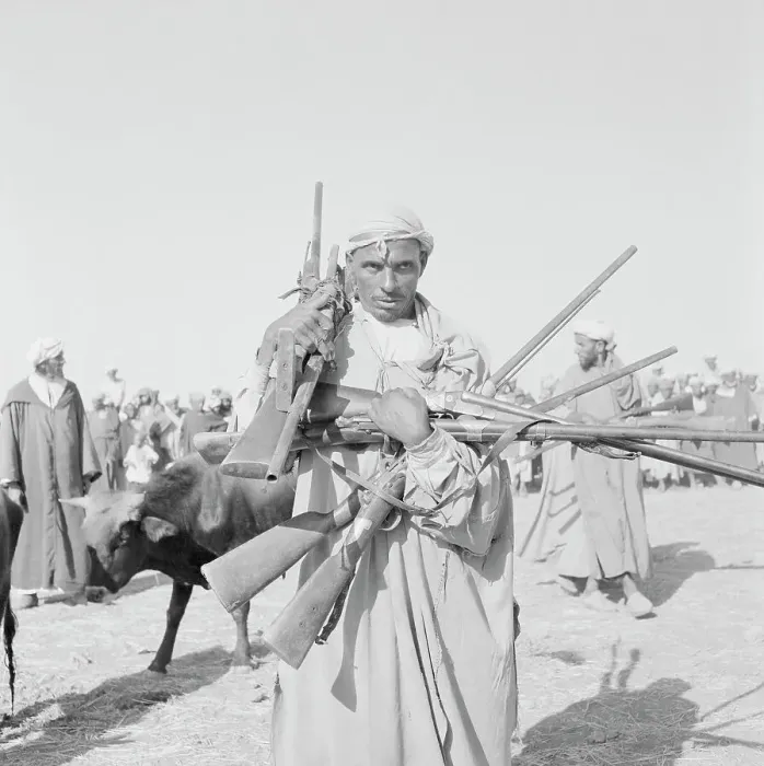 Framed Print : Smaala Tribesman Surrendering Rifles to French Framed Print : Smaala Tribesman Surrendering Rifles to French