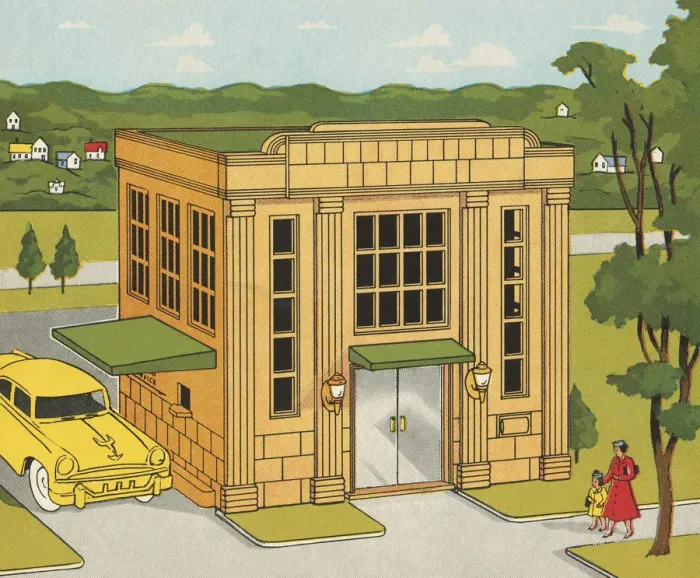 Framed Print : Small Bank Building Framed Print : Small Bank Building