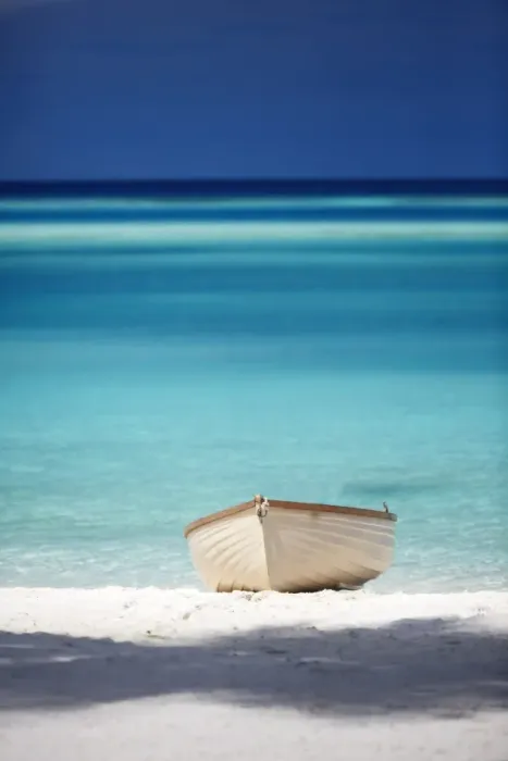 Framed Print : small boat on beach, maldives Framed Print : small boat on beach, maldives