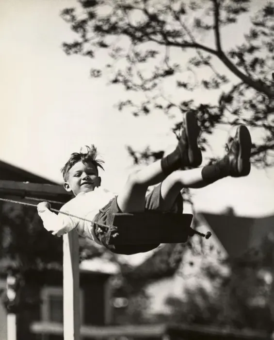 Framed Print : Small boy on swing outdoors Framed Print : Small boy on swing outdoors